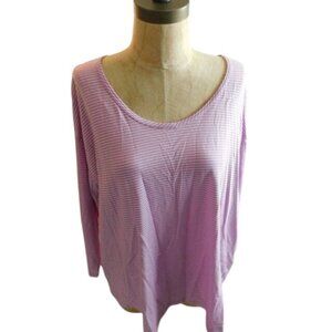 Lands End Size L/P Large Petite Scoop Neck Striped 3/4 Sleeve Top NWT